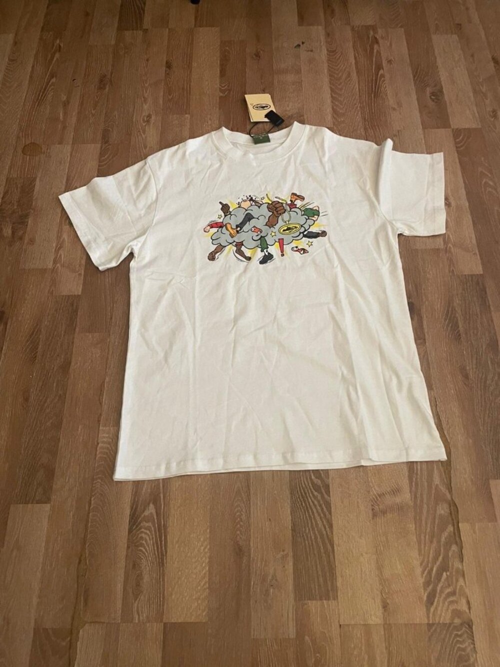 Corteiz CRTZ Cartoon Network Tee White NWT FW24 Size Large Fight Cloud Graphic